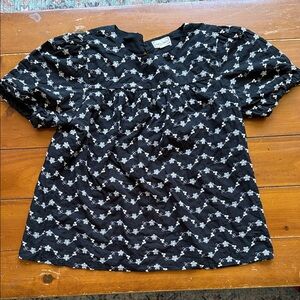 Black and White Floral Blouse